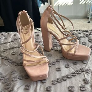 Nude platform heels